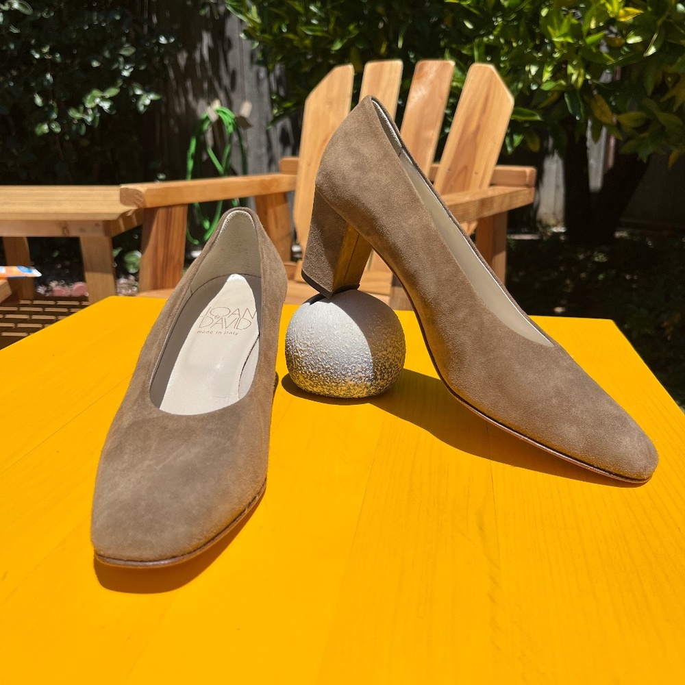 Joan & David Warm Taupe Suede Pumps